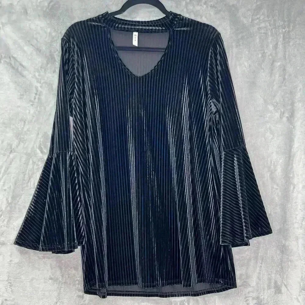Mts Sz L Ribbed Velvet Dramatic Bell Sleeve Tunic Top Whimsigoth Fairygrunge